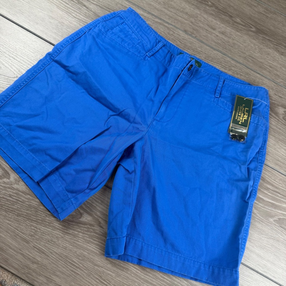 Lauren Ralph Lauren Women Shorts Chino Cotton Twill Blue 14